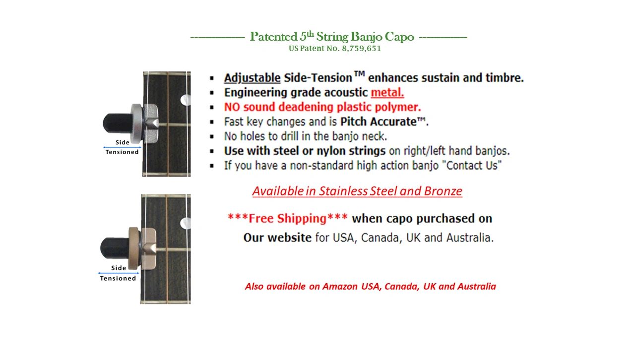 Banjo Highway Banjo Capos, 5th String Banjo Capo